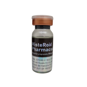 MisteRoid Pharma 100mg injectable vial label with intramuscular usage warning