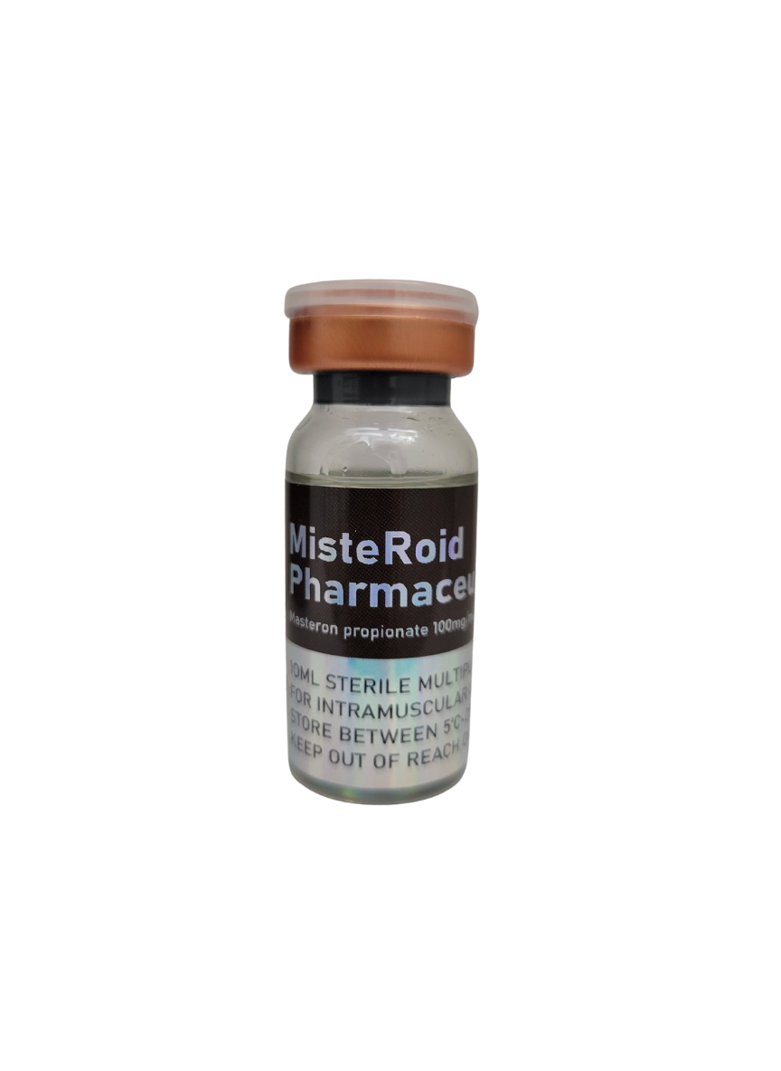 MisteRoid Pharma 100mg injectable vial label with intramuscular usage warning