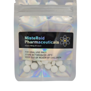 MisteRoid Pharma Anavar 50mg 25 count oral tablet label