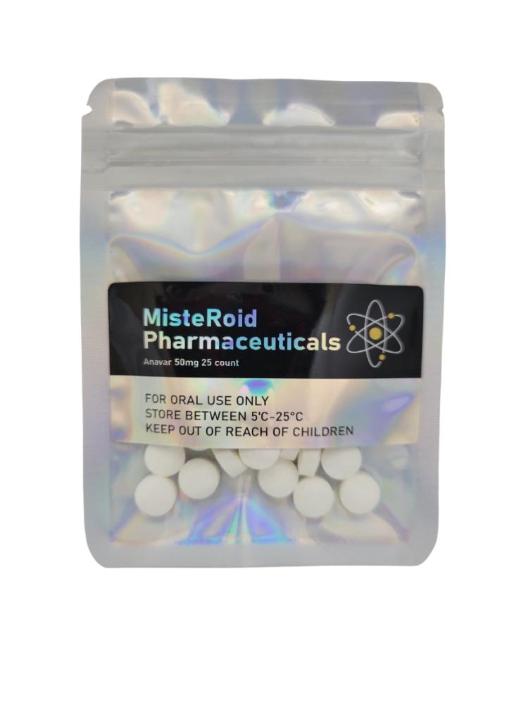 MisteRoid Pharma Anavar 50mg 25 count oral tablet label