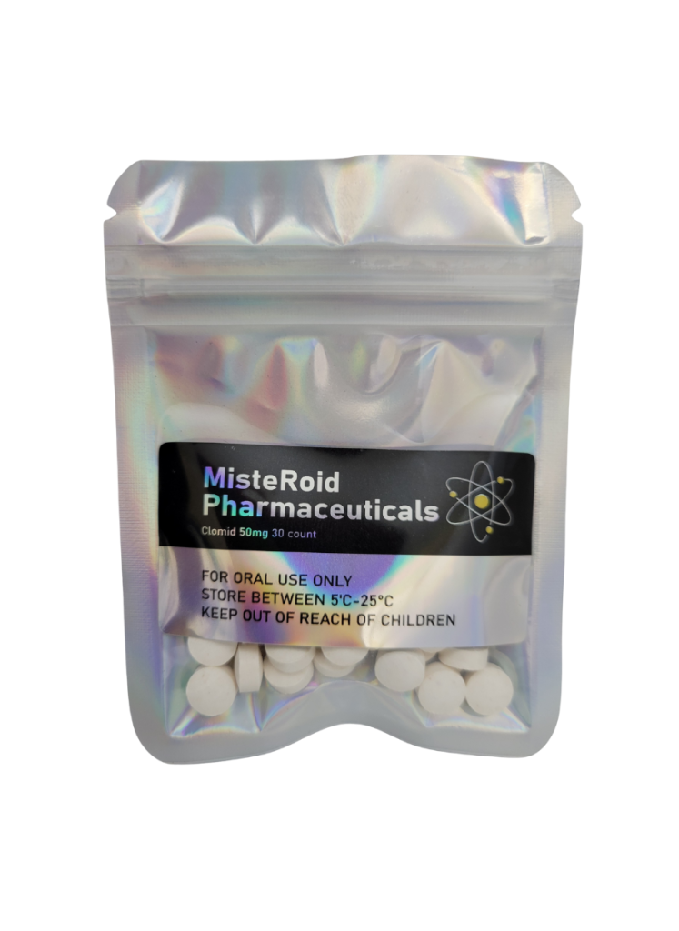 MisteRoid Pharma Clomid 50mg 30 count oral tablet label
